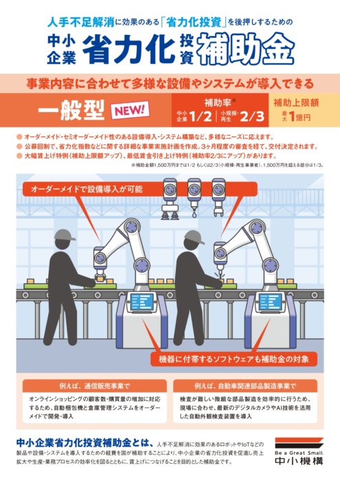 中小企業省力化投資補助事業（一般型）」の第4回公募要領などが公開